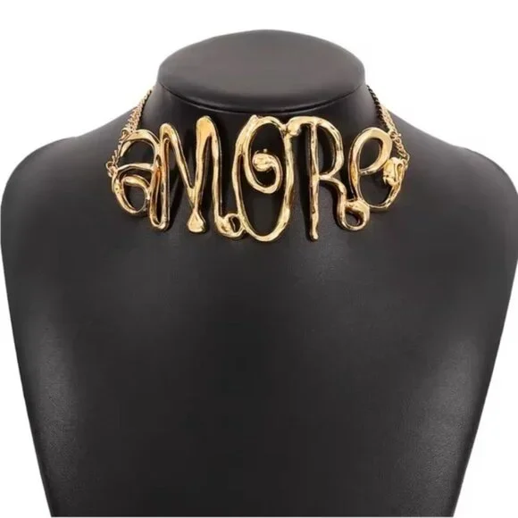 Gold Amore Runway Choker Chain Necklace - Picture 7 of 7